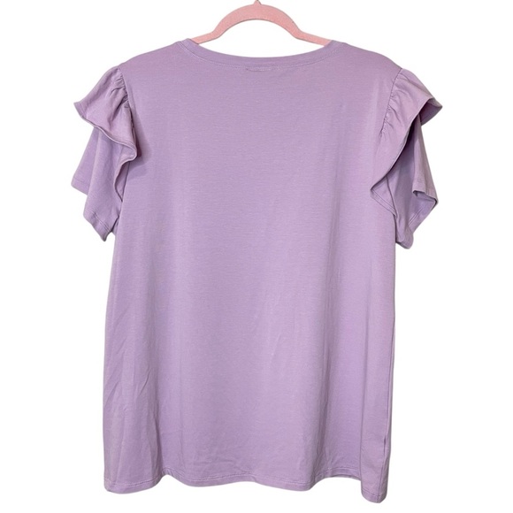 NWT ANN TAYLOR Lavender Ruffled Short-Sleeve Top, XL - Picture 4 of 9